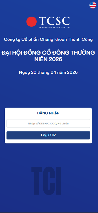 Màn hình đăng nhập ĐHCĐ trực tuyến