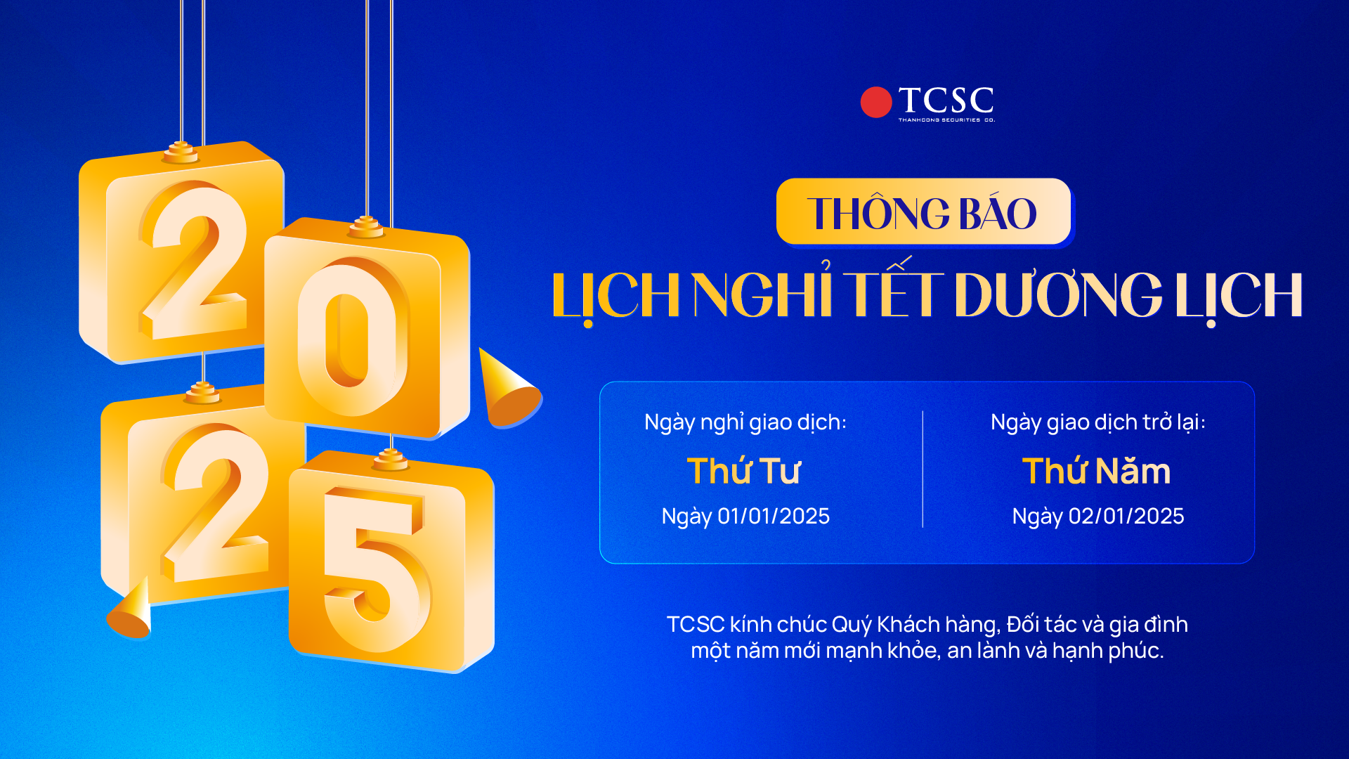 tcsc thong bao nghi tet duong lich 2025